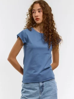 GATE Bawełniana koszulka basic z niewykończonym brzegiem| Koszulki I Topy·Koszulki