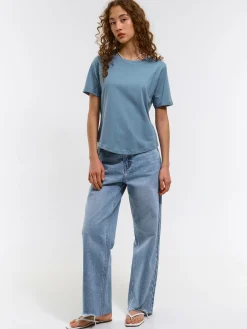 GATE Bawełniana koszulka basic z krótkim rękawem| Koszulki I Topy·Koszulki