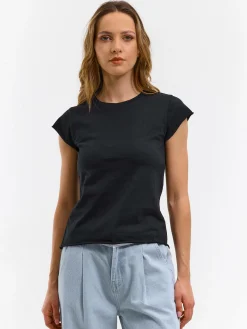 GATE Bawełniana koszulka basic z niewykończonym brzegiem| Koszulki I Topy·Koszulki