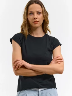 GATE Bawełniana koszulka basic z niewykończonym brzegiem| Koszulki I Topy·Koszulki