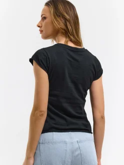 GATE Bawełniana koszulka basic z niewykończonym brzegiem| Koszulki I Topy·Koszulki