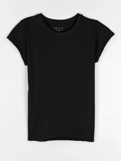 GATE Bawełniana koszulka basic z niewykończonym brzegiem| Koszulki I Topy·Koszulki