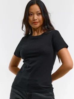 GATE Bawełniana koszulka basic z krótkim rękawem| Koszulki I Topy·Koszulki