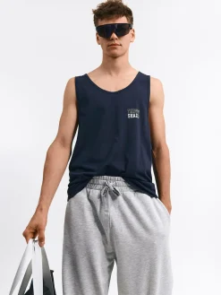 GATE Bawełniana koszulka na ramiączkach z napisem| Koszulki·Koszulki ☀️|Koszulki·Podkoszulki