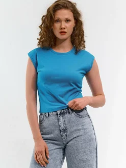 GATE Bawełniana koszulka o krótkim kroju| Koszulki I Topy·Koszulki