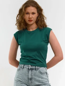 GATE Bawełniana koszulka o krótkim kroju| Koszulki I Topy·Koszulki