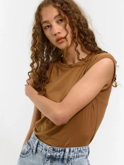 GATE Bawełniana koszulka o krótkim kroju| Koszulki I Topy·Koszulki