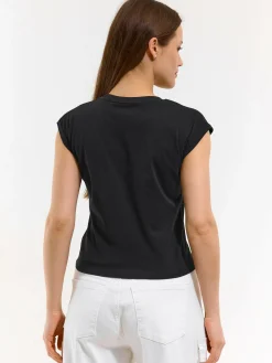 GATE Bawełniana koszulka o krótkim kroju| Koszulki I Topy·Koszulki