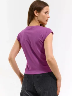 GATE Bawełniana koszulka o krótkim kroju| Koszulki I Topy·Koszulki