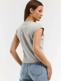 GATE Bawełniana koszulka o krótkim kroju| Koszulki I Topy·Koszulki