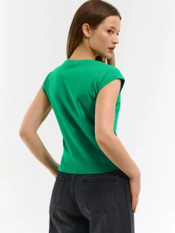 GATE Bawełniana koszulka o krótkim kroju| Koszulki I Topy·Koszulki