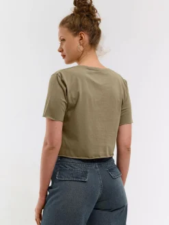 GATE Bawełniana koszulka o krótkim kroju| Koszulki I Topy·Koszulki|Koszulki I Topy·Crop Top ☀️