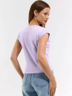 GATE Bawełniana koszulka o krótkim kroju| Koszulki I Topy·Koszulki