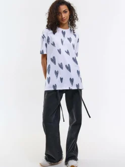 GATE Bawełniana koszulka oversize z nadrukiem| Koszulki I Topy·Koszulki|Koszulki I Topy·Koszulki Z Nadrukiem