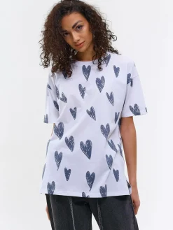 GATE Bawełniana koszulka oversize z nadrukiem| Koszulki I Topy·Koszulki|Koszulki I Topy·Koszulki Z Nadrukiem