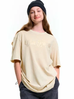 GATE Bawełniana koszulka typu oversize z napisem girls|Dzieci Dziewczynki·Koszulki I Topy