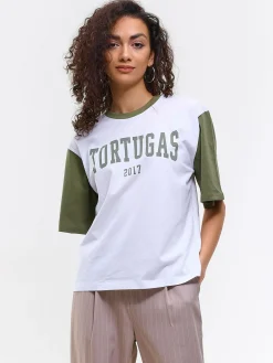 GATE Bawełniana koszulka uniwersytecka typu oversize| Koszulki I Topy·Koszulki|Koszulki I Topy·Koszulki Z Nadrukiem