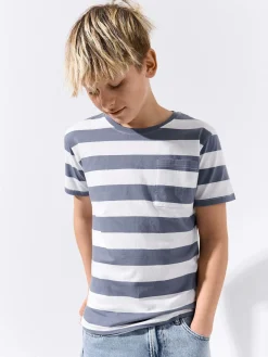 GATE Bawełniana koszulka w paski|Dzieci Chłopcy·Koszulki