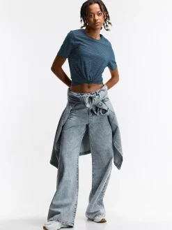 GATE Bawełniana koszulka w paski| Koszulki I Topy·Koszulki