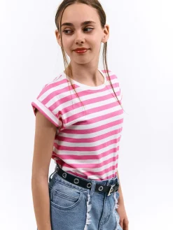 GATE Bawełniana koszulka w paski|Dzieci Dziewczynki·Koszulki I Topy