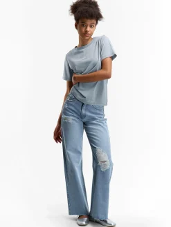 GATE Bawełniana koszulka z efektem sprania| Koszulki I Topy·Koszulki