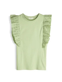 GATE Bawełniana koszulka z falbanką| Koszulki I Topy·Koszulki