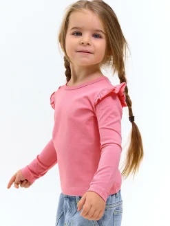 GATE Bawełniana koszulka z falbankami|Dzieci Dziewczynki·Ostatnie Sztuki Ubrania Dla Dziewczynek|Dziewczynki·Koszulki I Topy