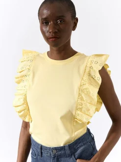 GATE Bawełniana koszulka z falbanką| Koszulki I Topy·Koszulki