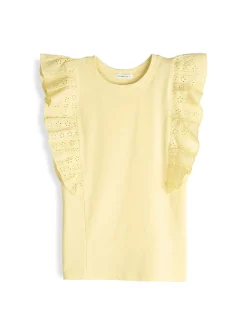 GATE Bawełniana koszulka z falbanką| Koszulki I Topy·Koszulki