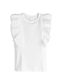 GATE Bawełniana koszulka z falbanką| Koszulki I Topy·Koszulki