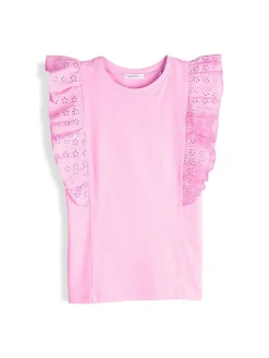 GATE Bawełniana koszulka z falbanką| Koszulki I Topy·Koszulki