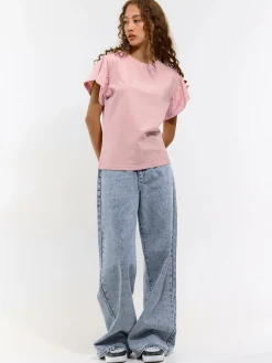 GATE Bawełniana koszulka z falbanką| Koszulki I Topy·Koszulki|Koszulki I Topy·Koszulki Z Nadrukiem