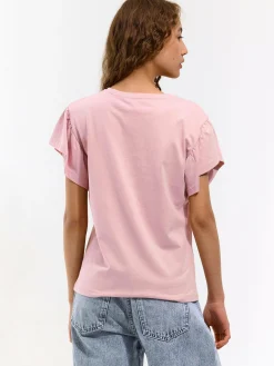 GATE Bawełniana koszulka z falbanką| Koszulki I Topy·Koszulki|Koszulki I Topy·Koszulki Z Nadrukiem