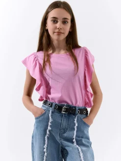 GATE Bawełniana koszulka z falbankami|Dzieci Dziewczynki·Koszulki I Topy