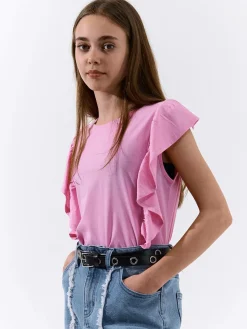 GATE Bawełniana koszulka z falbankami|Dzieci Dziewczynki·Koszulki I Topy