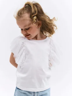 GATE Bawełniana koszulka z falbankami|Dzieci Dziewczynki·Koszulki I Topy