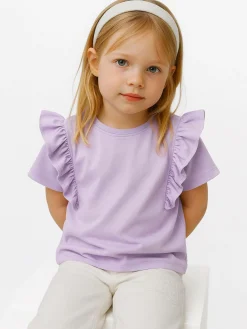 GATE Bawełniana koszulka z falbankami|Dzieci Dziewczynki·Koszulki I Topy