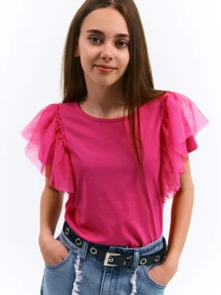 GATE Bawełniana koszulka z falbankami|Dzieci Dziewczynki·Koszulki I Topy