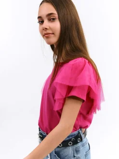 GATE Bawełniana koszulka z falbankami|Dzieci Dziewczynki·Koszulki I Topy