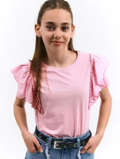 GATE Bawełniana koszulka z falbankami|Dzieci Dziewczynki·Koszulki I Topy