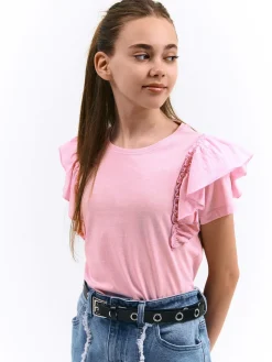 GATE Bawełniana koszulka z falbankami|Dzieci Dziewczynki·Koszulki I Topy