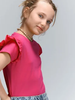 GATE Bawełniana koszulka z falbankami|Dzieci Dziewczynki·Koszulki I Topy