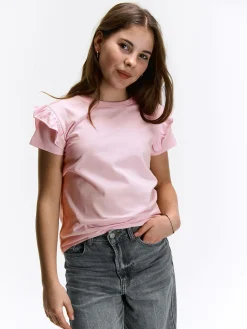 GATE Bawełniana koszulka z falbankami|Dzieci Dziewczynki·Koszulki I Topy