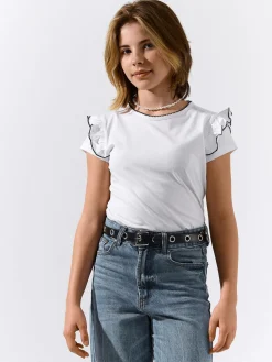 GATE Bawełniana koszulka z falbankami|Dzieci Dziewczynki·Koszulki I Topy