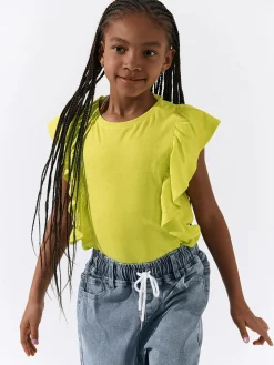 GATE Bawełniana koszulka z falbankami|Dzieci Dziewczynki·Koszulki I Topy