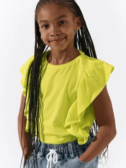 GATE Bawełniana koszulka z falbankami|Dzieci Dziewczynki·Koszulki I Topy