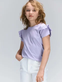 GATE Bawełniana koszulka z falbankami|Dzieci Dziewczynki·Koszulki I Topy