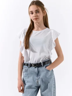 GATE Bawełniana koszulka z falbankami|Dzieci Dziewczynki·Koszulki I Topy