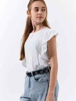 GATE Bawełniana koszulka z falbankami|Dzieci Dziewczynki·Koszulki I Topy