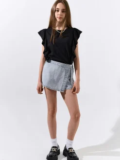 GATE Bawełniana koszulka z falbankami|Dzieci Dziewczynki·Koszulki I Topy